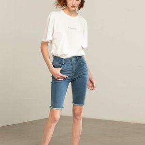 Navy Cut-Off Denim Shorts